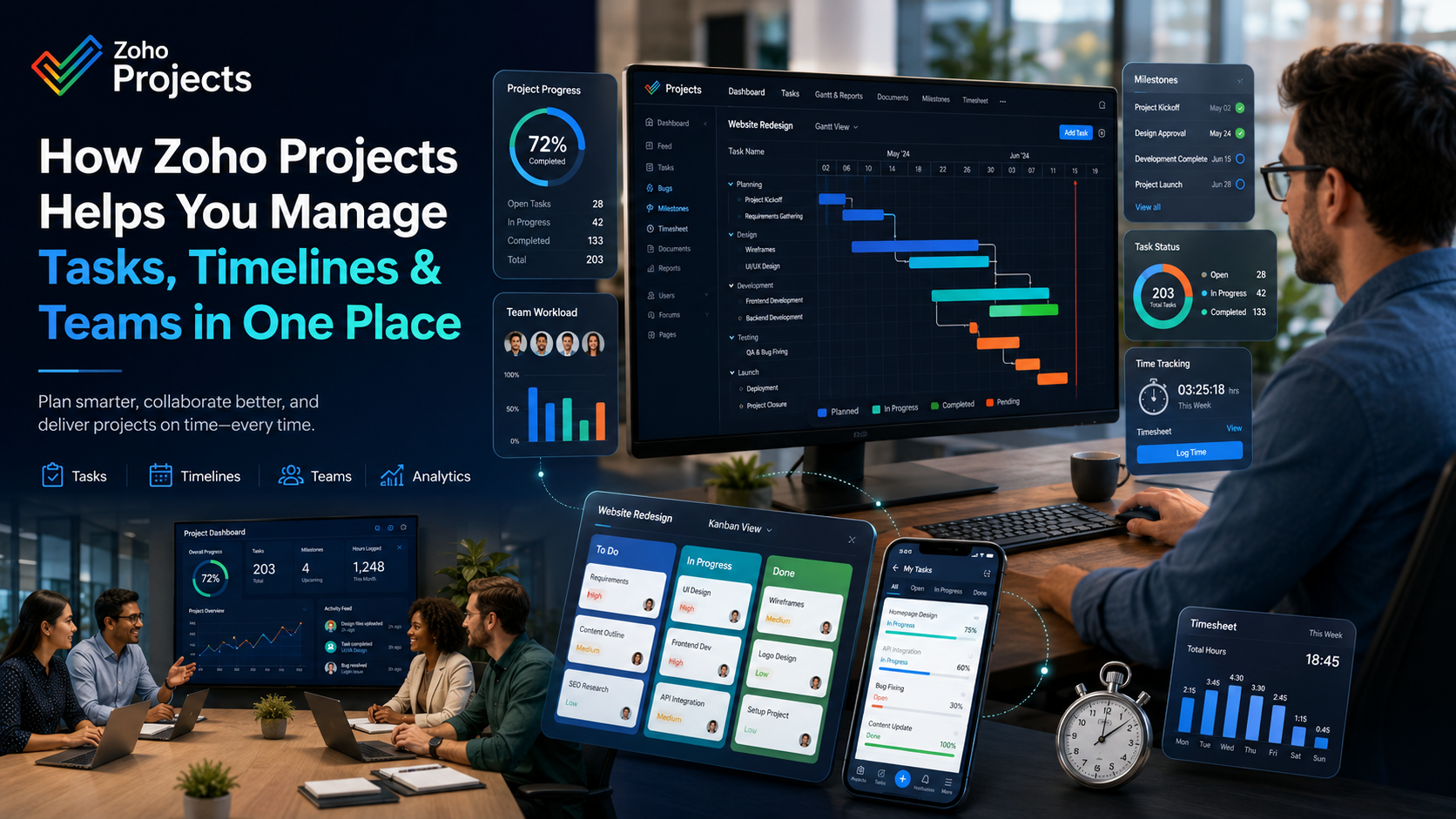 How Zoho Projects Helps You Manage Tasks, Timelines & Teams in One Place